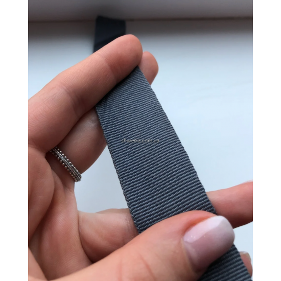 Репсовая лента 2,5 см серая 50 м
