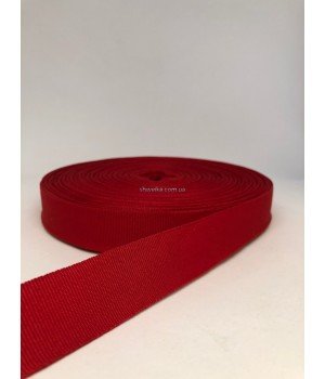 Репсовая лента матовая красная 2,5 см 50 м